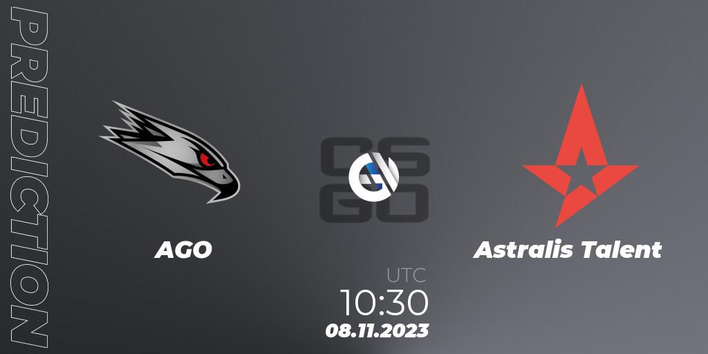 Pronóstico AGO - Astralis Talent. 08.11.2023 at 12:00, Counter-Strike (CS2), European Pro League Season 12: Division 2