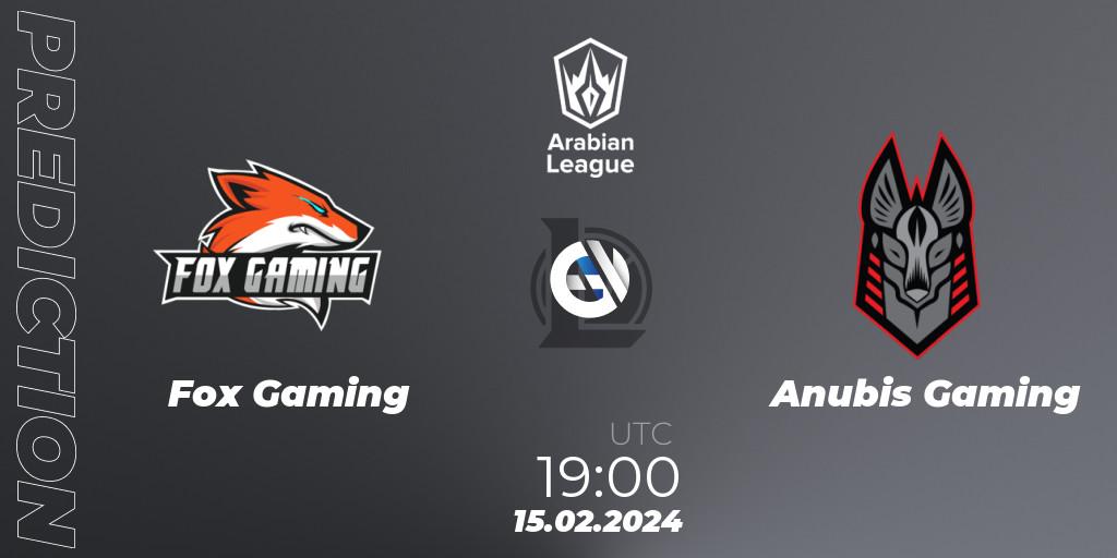 Pronóstico Fox Gaming - Anubis Gaming. 15.02.2024 at 19:00, LoL, Arabian League Spring 2024