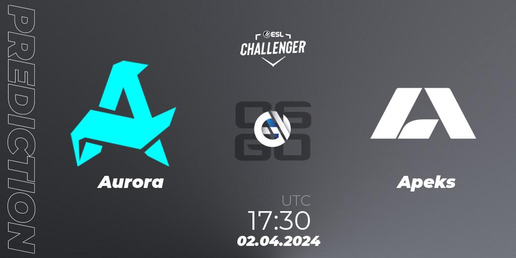 Pronóstico Aurora - Apeks. 02.04.2024 at 17:30, Counter-Strike (CS2), ESL Challenger #57: European Closed Qualifier