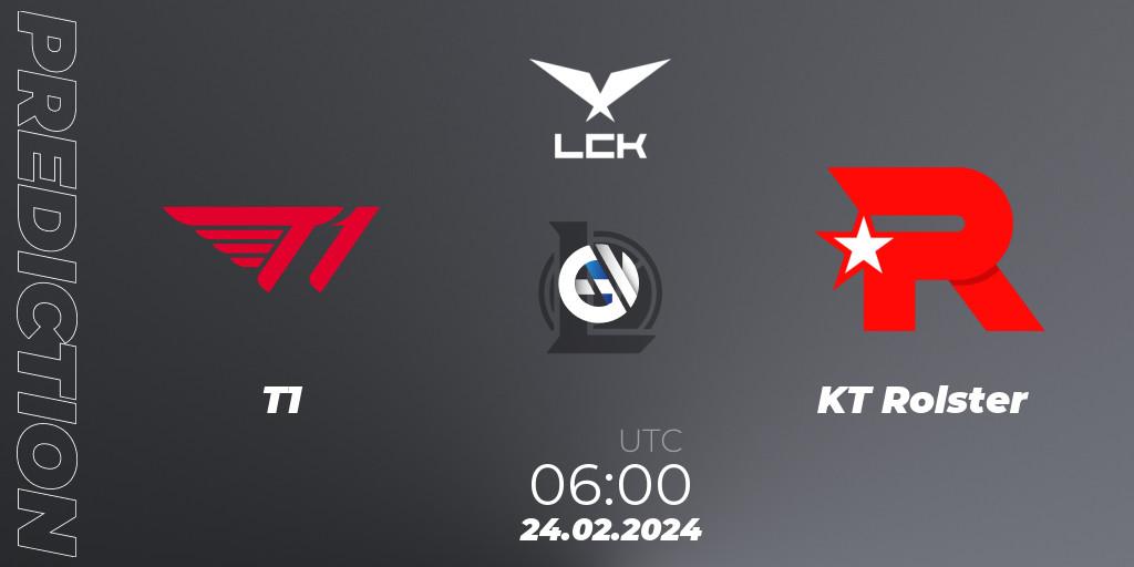 Pronóstico T1 - KT Rolster. 24.02.24, LoL, LCK Spring 2024 - Group Stage