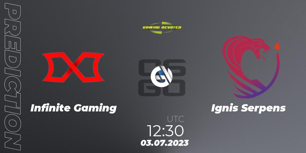 Pronóstico Infinite Gaming - Ignis Serpens. 04.07.23, CS2 (CS:GO), Gaming Devoted Become The Best: Series #2