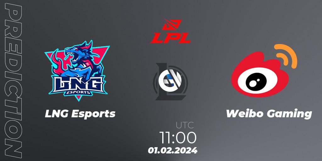 Pronóstico LNG Esports - Weibo Gaming. 01.02.2024 at 11:00, LoL, LPL Spring 2024 - Group Stage