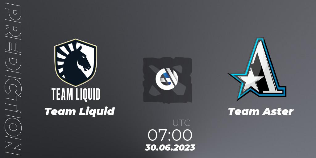 Pronóstico Team Liquid - Team Aster. 30.06.2023 at 06:53, Dota 2, Bali Major 2023 - Group Stage