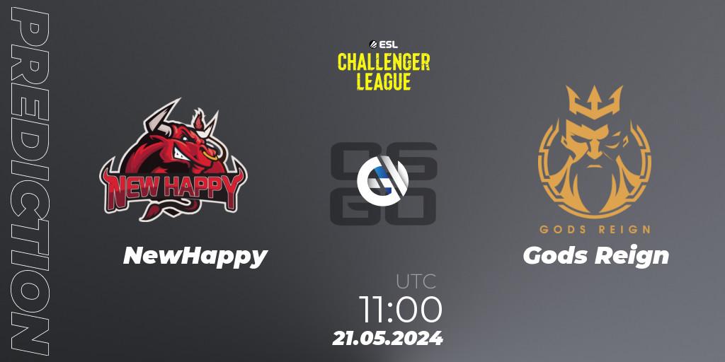 Pronóstico NewHappy - Gods Reign. 21.05.2024 at 09:00, Counter-Strike (CS2), ESL Challenger League Season 47: Asia