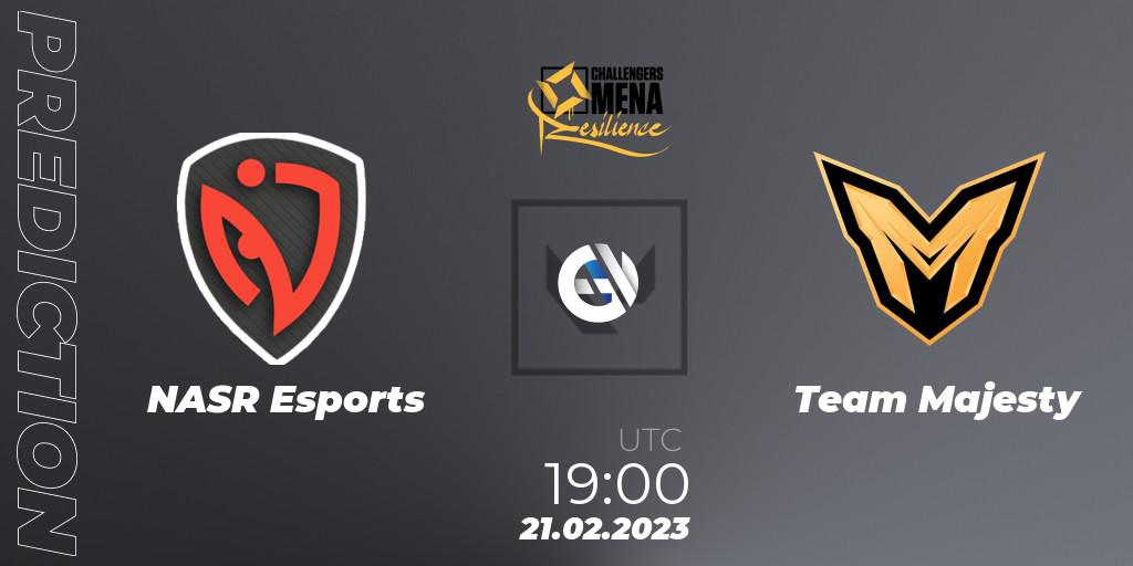 Pronóstico NASR Esports - Team Majesty. 21.02.2023 at 19:00, VALORANT, VALORANT Challengers 2023 MENA: Resilience Split 1 - Levant and North Africa