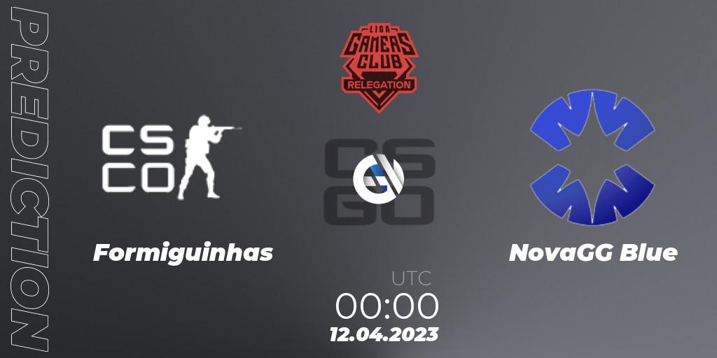Pronóstico Formiguinhas - NovaGG Blue. 12.04.2023 at 00:30, Counter-Strike (CS2), Gamers Club Liga Série A Relegation: April 2023