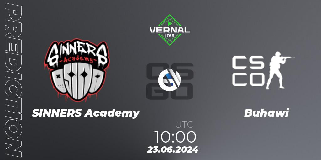 Pronóstico SINNERS Academy - Buhawi. 23.06.2024 at 10:00, Counter-Strike (CS2), ITES Vernal