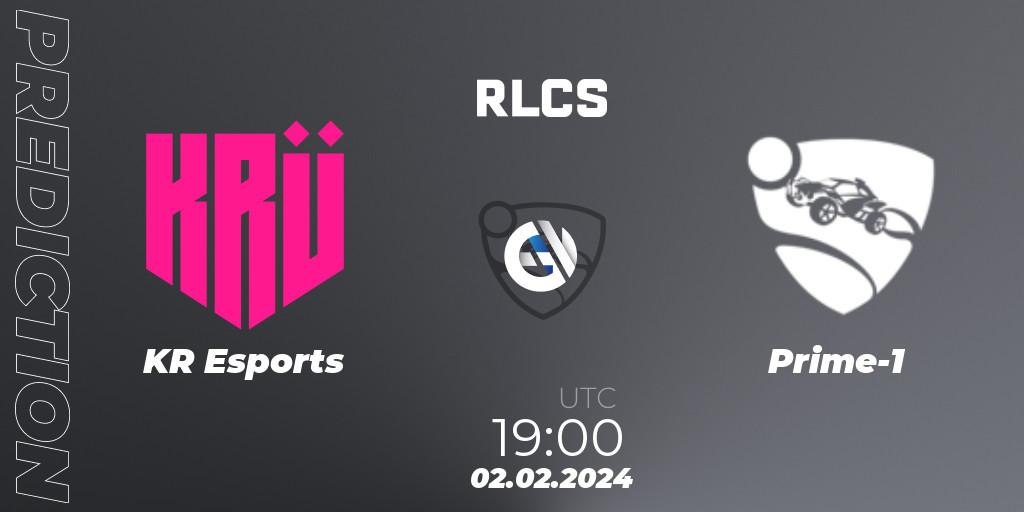 Pronóstico KRÜ Esports - Prime-1. 02.02.2024 at 19:00, Rocket League, RLCS 2024 - Major 1: SAM Open Qualifier 1