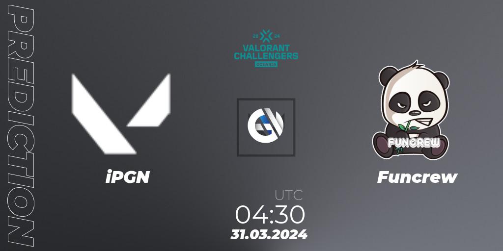 Pronóstico iPGN - Funcrew. 31.03.2024 at 04:30, VALORANT, VALORANT Challengers 2024 Oceania: Split 1