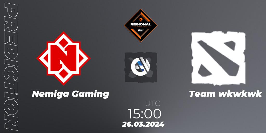 Pronóstico Nemiga Gaming - Team wkwkwk. 26.03.24, Dota 2, RES Regional Series: EU #1