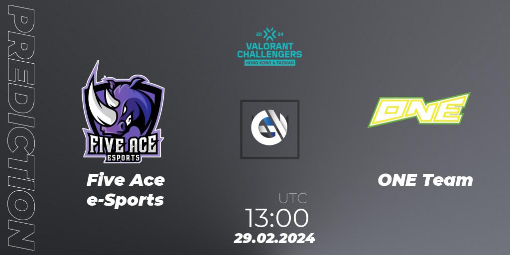 Pronóstico Five Ace e-Sports - ONE Team. 29.02.2024 at 13:00, VALORANT, VALORANT Challengers Hong Kong and Taiwan 2024: Split 1