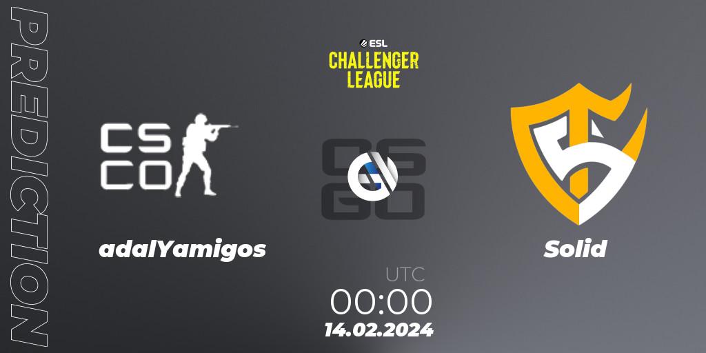 Pronóstico adalYamigos - Solid. 14.02.24, CS2 (CS:GO), ESL Challenger League Season 47: South America
