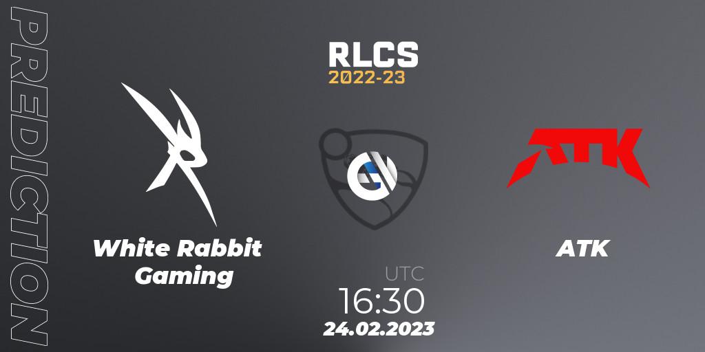 Pronóstico White Rabbit Gaming - ATK. 24.02.2023 at 16:30, Rocket League, RLCS 2022-23 - Winter: Sub-Saharan Africa Regional 3 - Winter Invitational