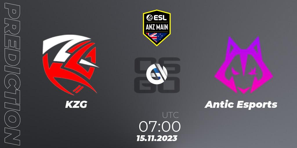 Pronóstico KZG - Antic Esports. 15.11.23, CS2 (CS:GO), ESL ANZ Main Season 17