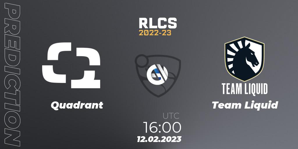 Pronóstico Quadrant - Team Liquid. 12.02.2023 at 16:00, Rocket League, RLCS 2022-23 - Winter: Europe Regional 2 - Winter Cup