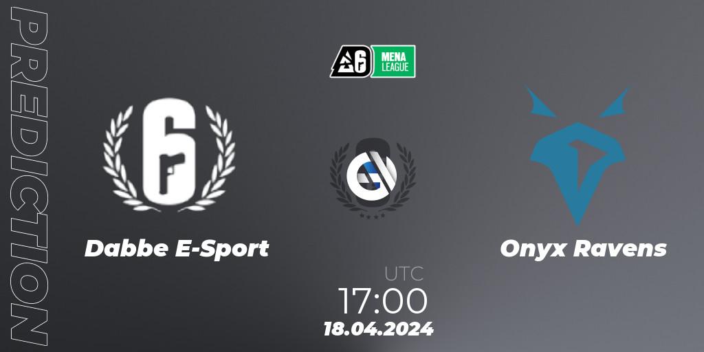 Pronóstico Dabbe E-Sport - Onyx Ravens. 18.04.2024 at 17:00, Rainbow Six, MENA League 2024 - Stage 1