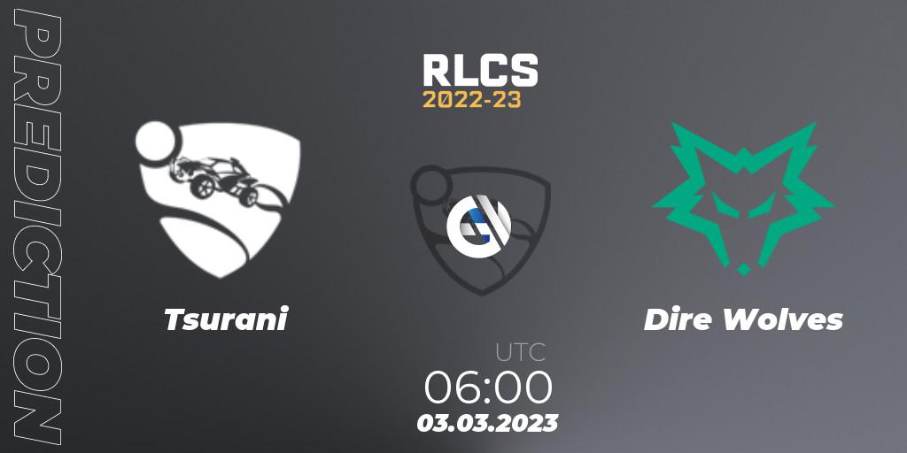 Pronóstico Tsurani - Dire Wolves. 03.03.2023 at 06:00, Rocket League, RLCS 2022-23 - Winter: Oceania Regional 3 - Winter Invitational