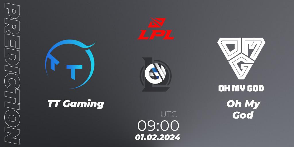 Pronóstico TT Gaming - Oh My God. 01.02.2024 at 09:00, LoL, LPL Spring 2024 - Group Stage