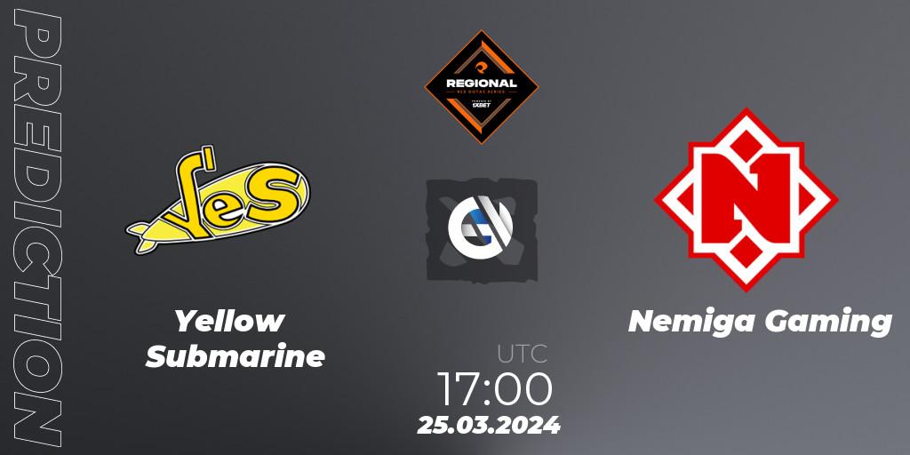 Pronóstico Yellow Submarine - Nemiga Gaming. 25.03.24, Dota 2, RES Regional Series: EU #1