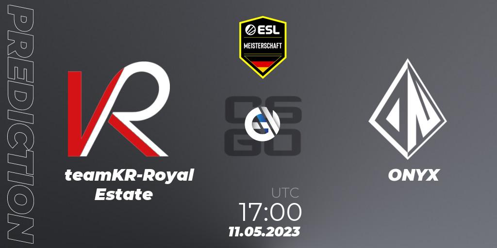 Pronóstico teamKR-Royal Estate - ONYX. 11.05.2023 at 17:00, Counter-Strike (CS2), ESL Meisterschaft: Spring 2023