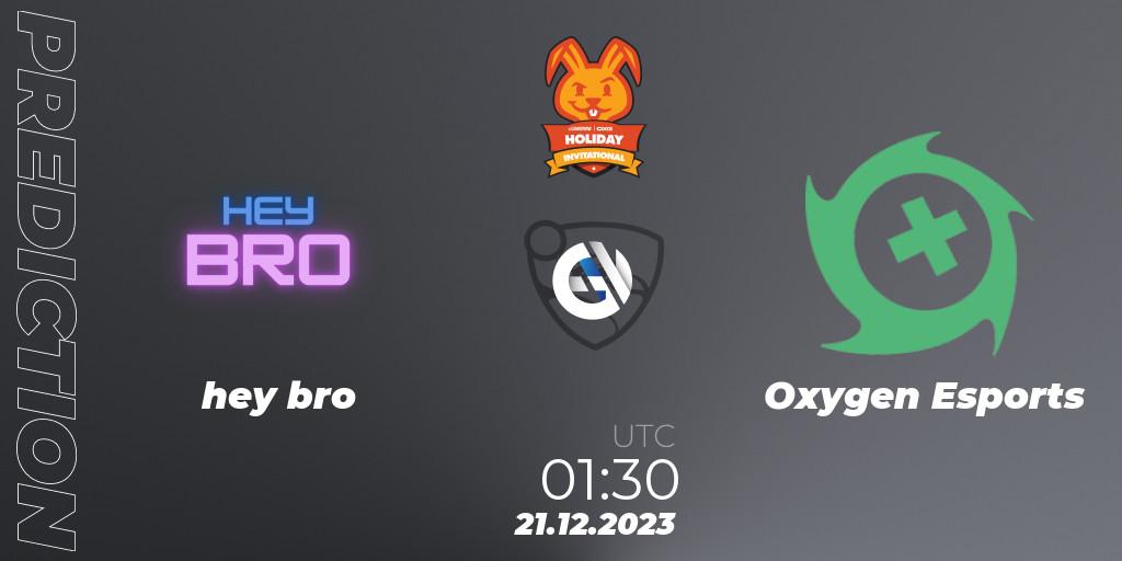 Pronóstico hey bro - Oxygen Esports. 21.12.2023 at 02:30, Rocket League, OXG Holiday Invitational