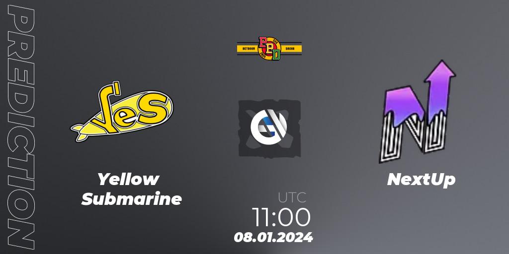 Pronóstico Yellow Submarine - NextUp. 08.01.2024 at 11:52, Dota 2, BetBoom Dacha Dubai 2024: EEU Closed Qualifier