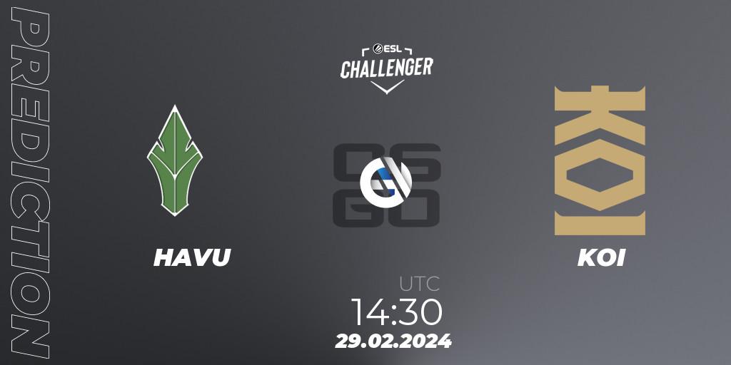 Pronóstico HAVU - KOI. 29.02.24, CS2 (CS:GO), ESL Challenger #56: European Closed Qualifier