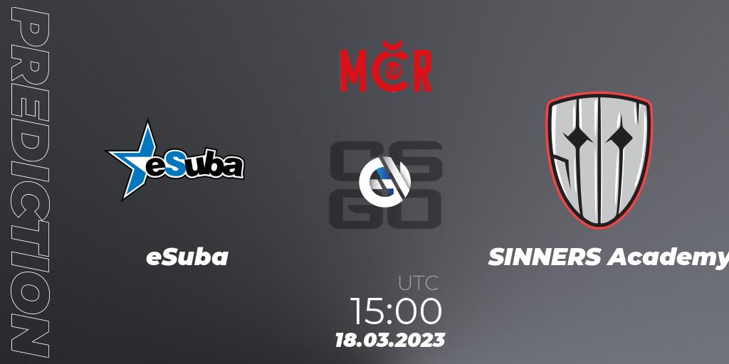 Pronóstico eSuba - SINNERS Academy. 18.03.2023 at 15:00, Counter-Strike (CS2), Tipsport Cup Prague Spring 2023: Closed Qualifier