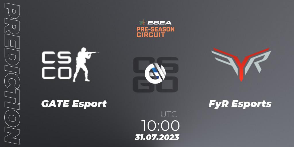 Pronóstico GATE Esport - FyR Esports. 31.07.2023 at 10:00, Counter-Strike (CS2), ESEA Pre-Season Circuit 2023: Asian Final