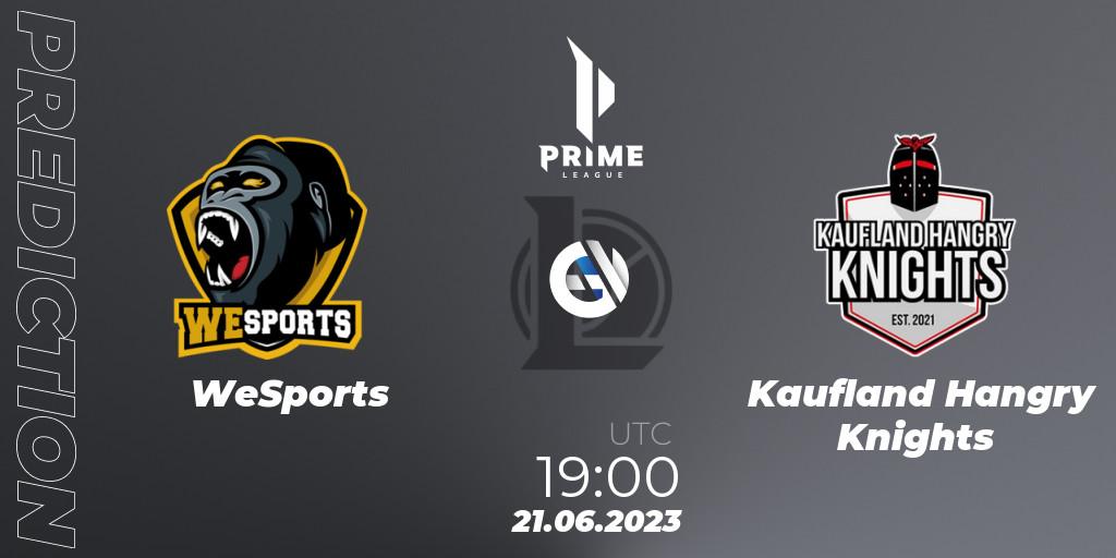 Pronóstico WeSports - Kaufland Hangry Knights. 21.06.2023 at 19:00, LoL, Prime League 2nd Division Summer 2023