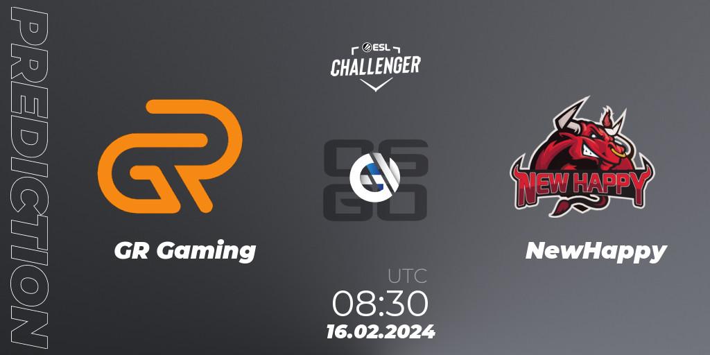 Pronóstico GR Gaming - NewHappy. 16.02.2024 at 08:30, Counter-Strike (CS2), ESL Challenger #56: Asian Qualifier