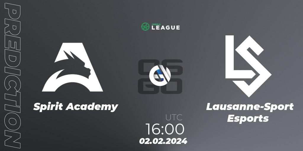 Pronóstico Spirit Academy - Lausanne-Sport Esports. 02.02.24, CS2 (CS:GO), ESEA Season 48: Advanced Division - Europe