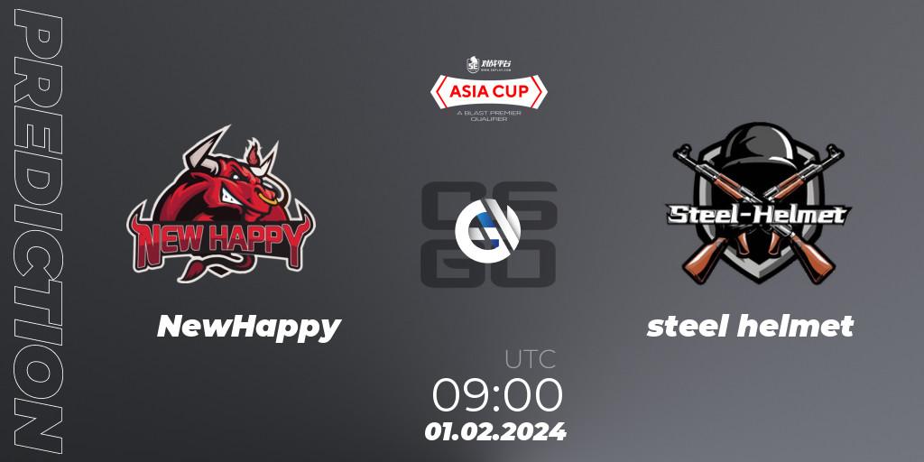Pronóstico NewHappy - steel helmet. 01.02.2024 at 09:00, Counter-Strike (CS2), 5E Arena Asia Cup Spring 2024 - BLAST Premier Qualifier