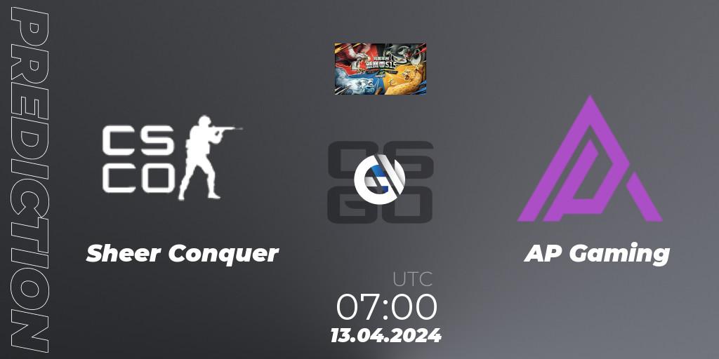 Pronóstico Sheer Conquer - AP Gaming. 13.04.2024 at 07:00, Counter-Strike (CS2), Perfect World Wild Party Season 1: Series 3