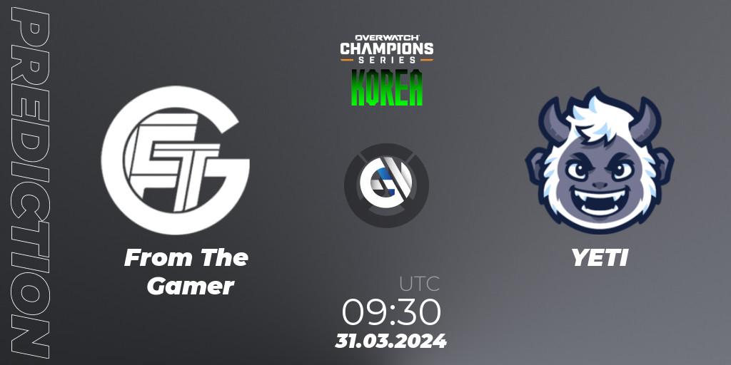 Pronóstico From The Gamer - YETI. 31.03.2024 at 09:30, Overwatch, Overwatch Champions Series 2024 - Stage 1 Korea