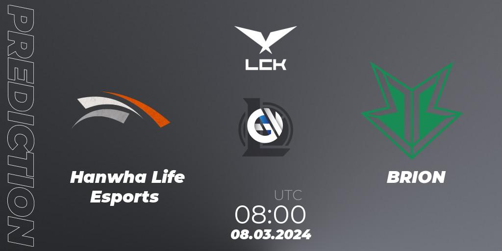 Pronóstico Hanwha Life Esports - BRION. 08.03.24, LoL, LCK Spring 2024 - Group Stage