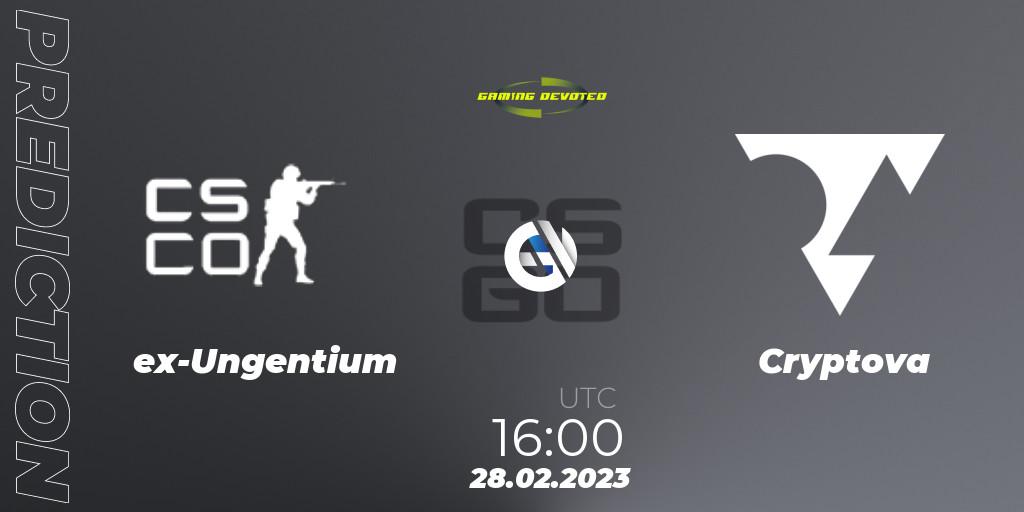 Pronóstico ex-Ungentium - Cryptova. 28.02.2023 at 16:00, Counter-Strike (CS2), Gaming Devoted Become Better Series