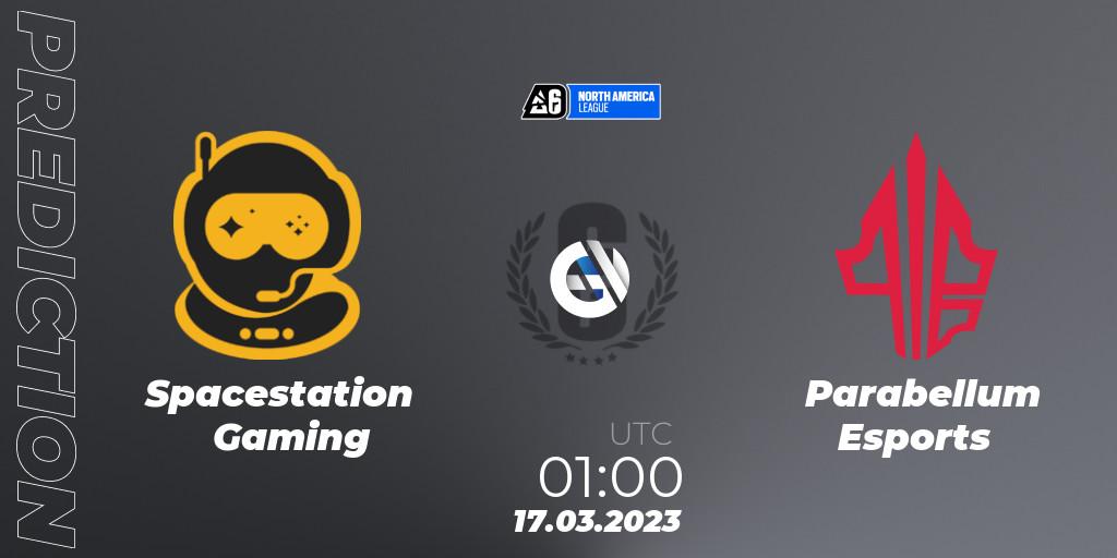 Pronóstico Spacestation Gaming - Parabellum Esports. 17.03.2023 at 01:00, Rainbow Six, North America League 2023 - Stage 1