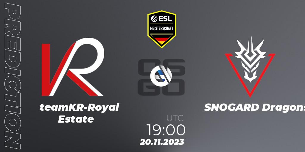 Pronóstico teamKR-Royal Estate - SNOGARD Dragons. 20.11.23, CS2 (CS:GO), ESL Meisterschaft: Autumn 2023