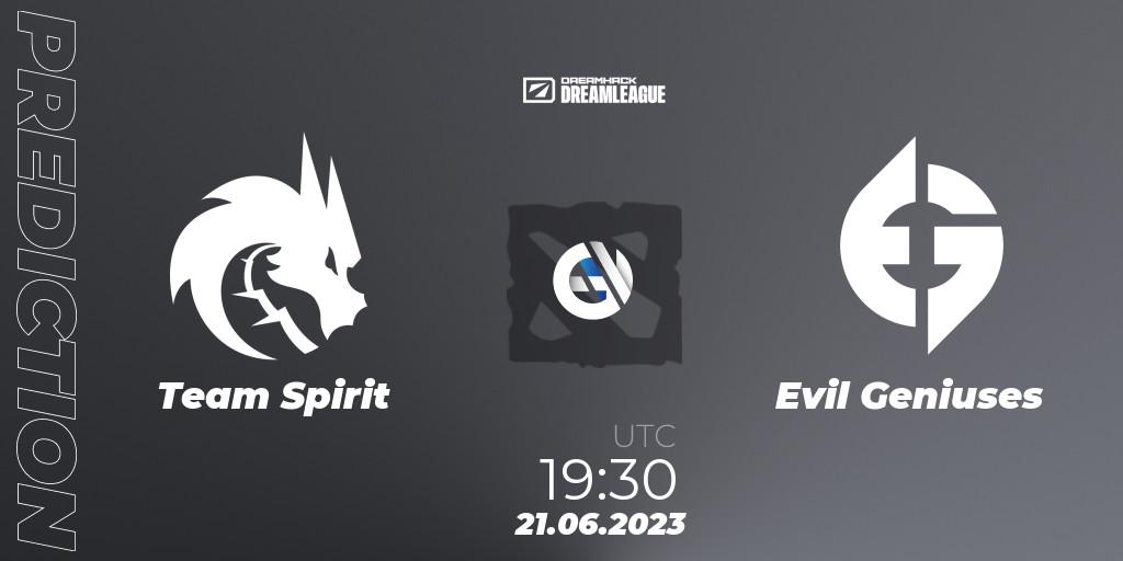 Pronóstico Team Spirit - Evil Geniuses. 21.06.23, Dota 2, DreamLeague Season 20 - Group Stage 2