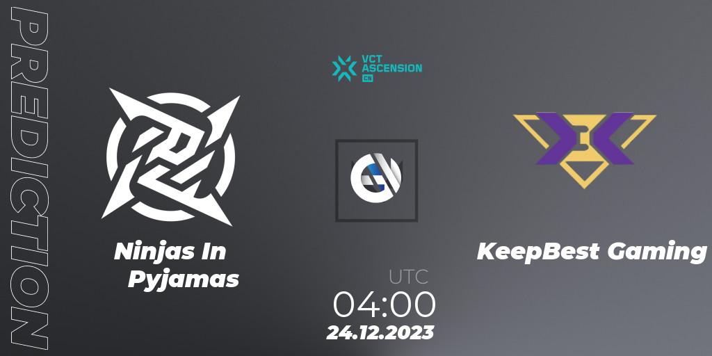 Pronóstico Ninjas In Pyjamas - KeepBest Gaming. 24.12.2023 at 04:00, VALORANT, VALORANT China Ascension 2023