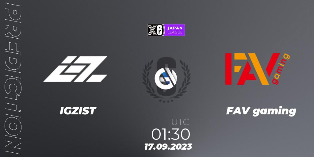 Pronóstico IGZIST - FAV gaming. 17.09.2023 at 01:30, Rainbow Six, Japan League 2023 - Stage 2