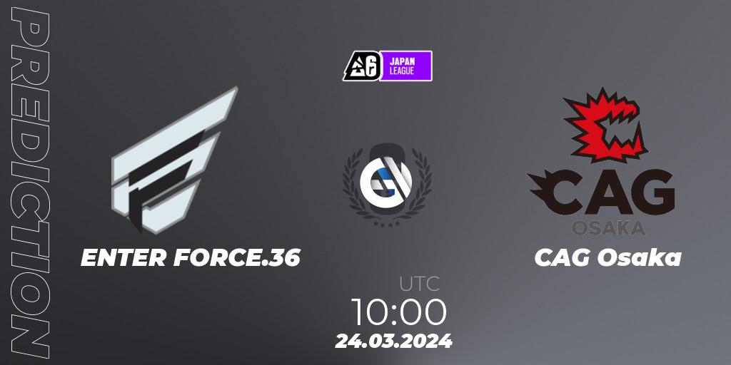 Pronóstico ENTER FORCE.36 - CAG Osaka. 24.03.2024 at 10:00, Rainbow Six, Japan League 2024 - Stage 1