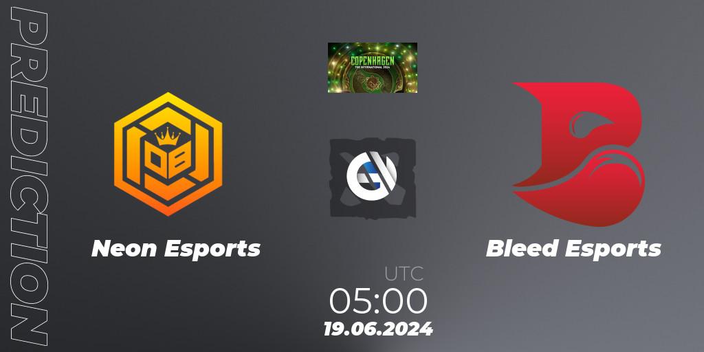 Pronóstico Neon Esports - Bleed Esports. 19.06.2024 at 04:00, Dota 2, The International 2024: Southeast Asia Closed Qualifier
