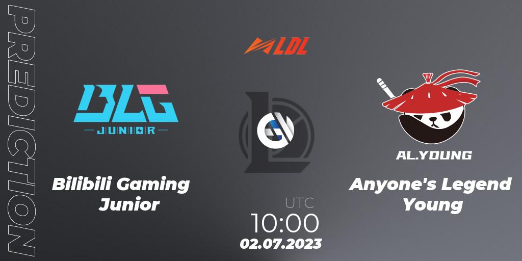 Pronóstico Bilibili Gaming Junior - Anyone's Legend Young. 02.07.2023 at 12:00, LoL, LDL 2023 - Regular Season - Stage 3
