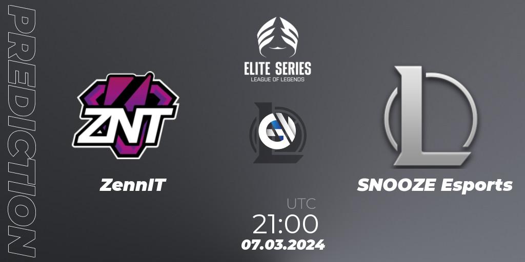 Pronóstico ZennIT - SNOOZE Esports. 07.03.2024 at 21:00, LoL, Elite Series Spring 2024
