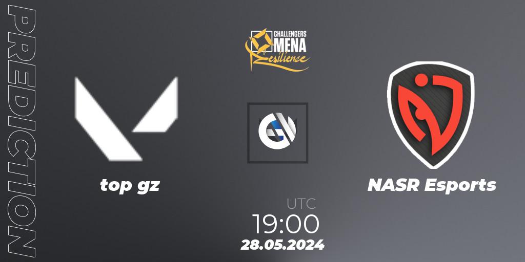 Pronóstico top gz - NASR Esports. 28.05.2024 at 19:00, VALORANT, VALORANT Challengers 2024 MENA: Resilience Split 2 - Levant and North Africa