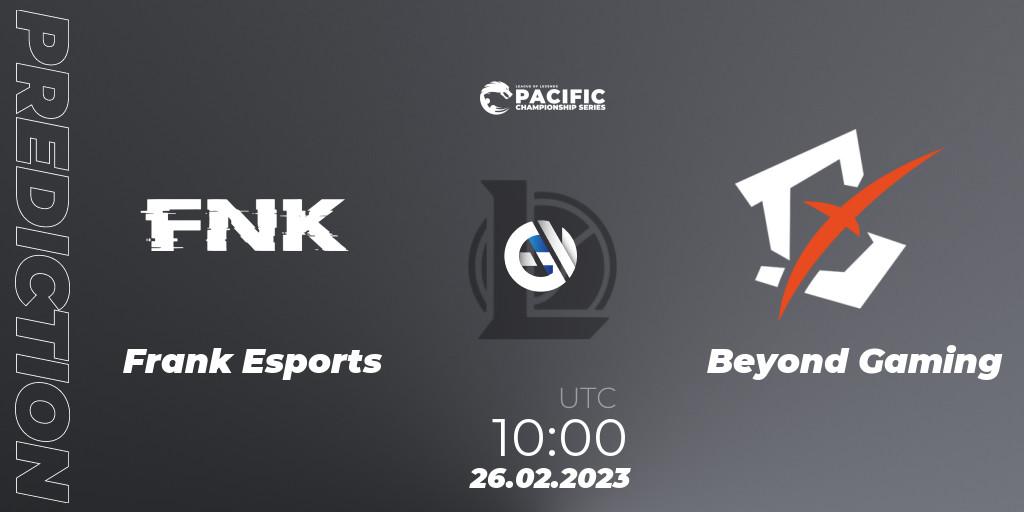 Pronóstico Frank Esports - Beyond Gaming. 26.02.2023 at 10:00, LoL, PCS Spring 2023 - Group Stage
