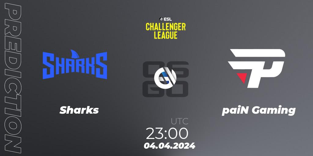 Pronóstico Sharks - paiN Gaming. 04.04.24, CS2 (CS:GO), ESL Challenger League Season 47: South America