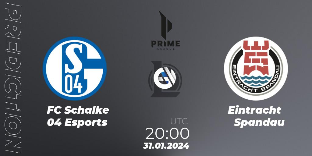 Pronóstico FC Schalke 04 Esports - Eintracht Spandau. 31.01.2024 at 20:00, LoL, Prime League Spring 2024 - Group Stage